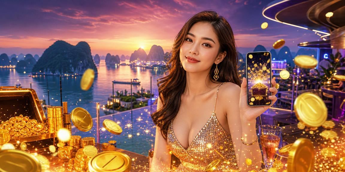 Người dùng sử dụng ứng dụng casino trên điện thoại tại vịnh Hạ Long