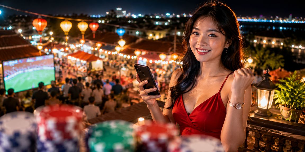 Tháp đèn chiếu sáng và không khí đêm bóng đá tại Ninh Bình